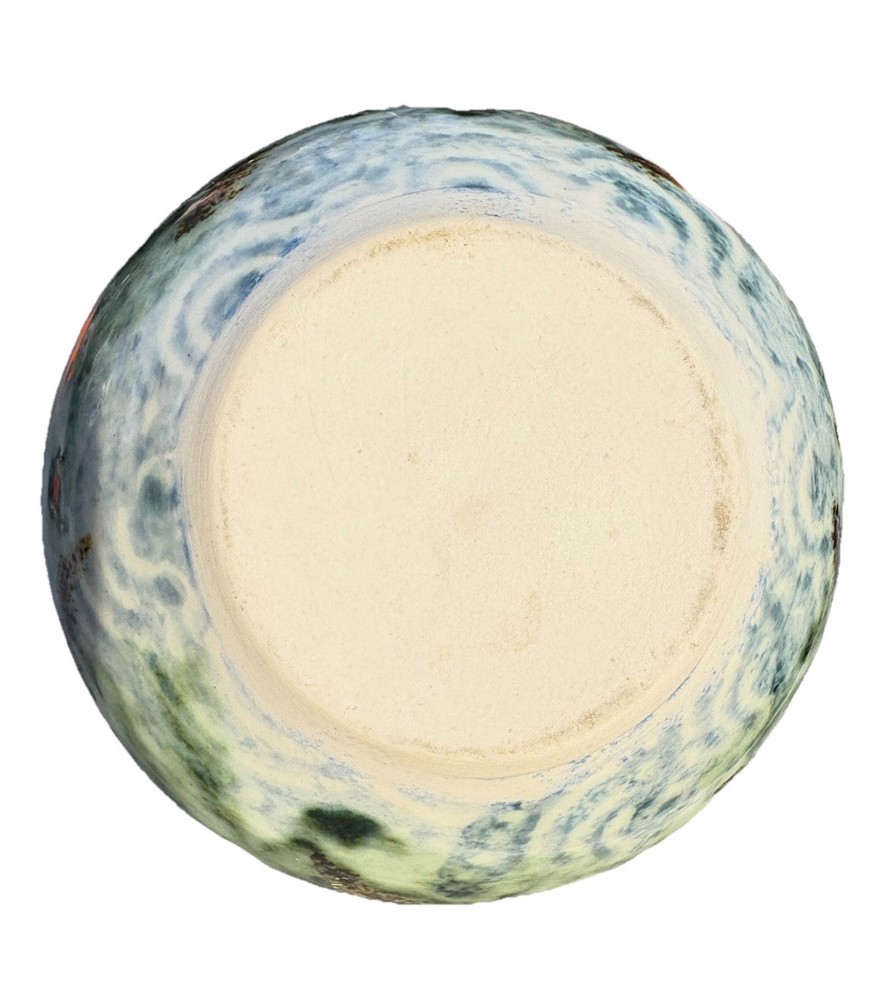 ceramic vase with an "Evergreen" design, featuring a water etching