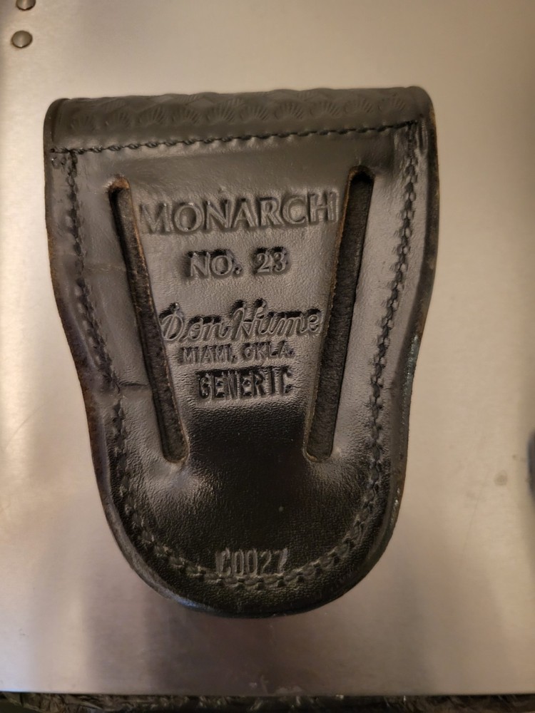 Basketweave Handcuff Case Silver Button Monarch No. 23