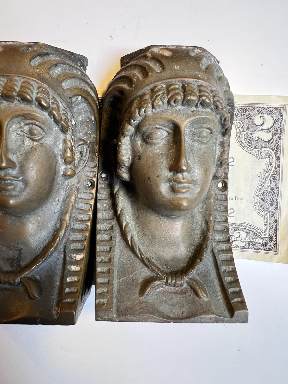 2: Antique Cast Brass Egyptian Revival Furniture Mounts Architectural Appliques