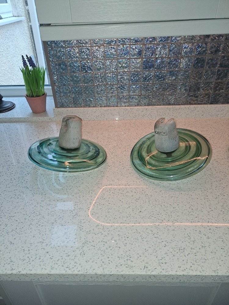 Vintage Electrical Glass Insulators . Turquoise Green