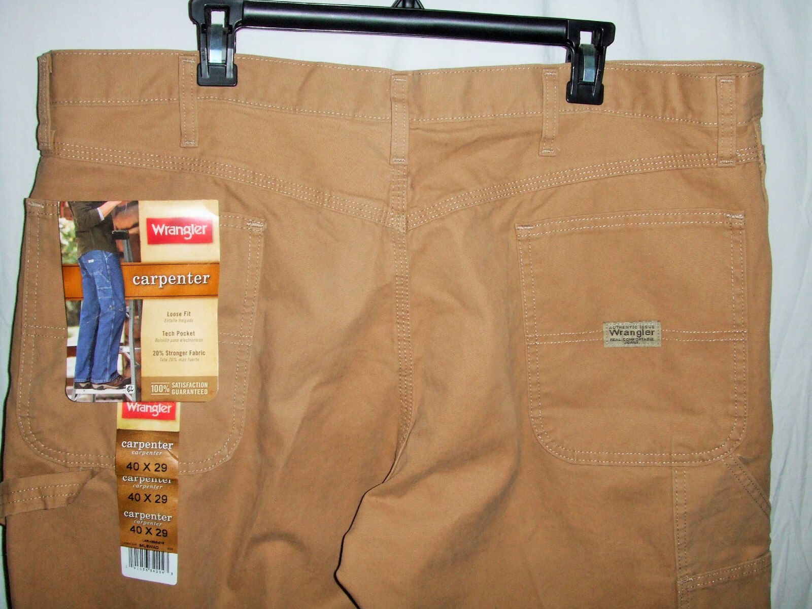 Wrangler 94LSWAO Brown Khaki Carpenter Pants Men's Size 40 x 29 ~ Brand New ~ q
