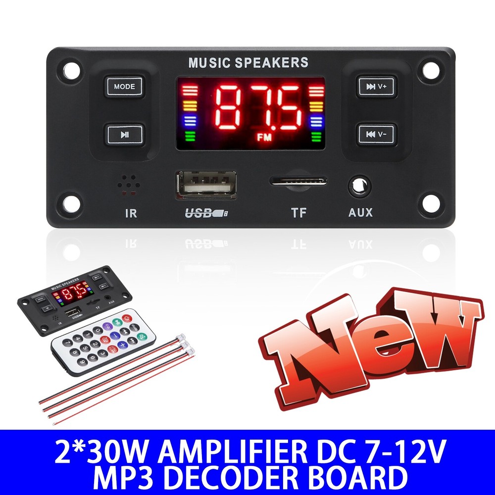 2*30W 60W Amplifier Module Bluetooth MP3 FM USB AUX DC7-12V MP3 Decoder Board