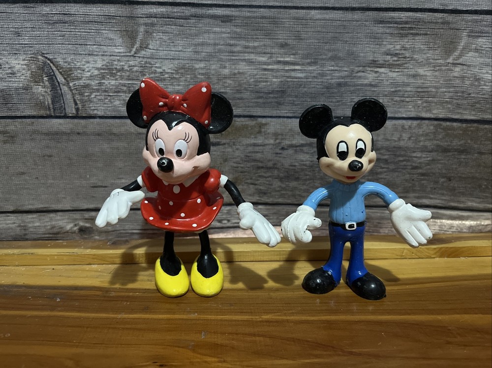 Vintage Disney Action Figures Applause Minnie and Mickey Bendable