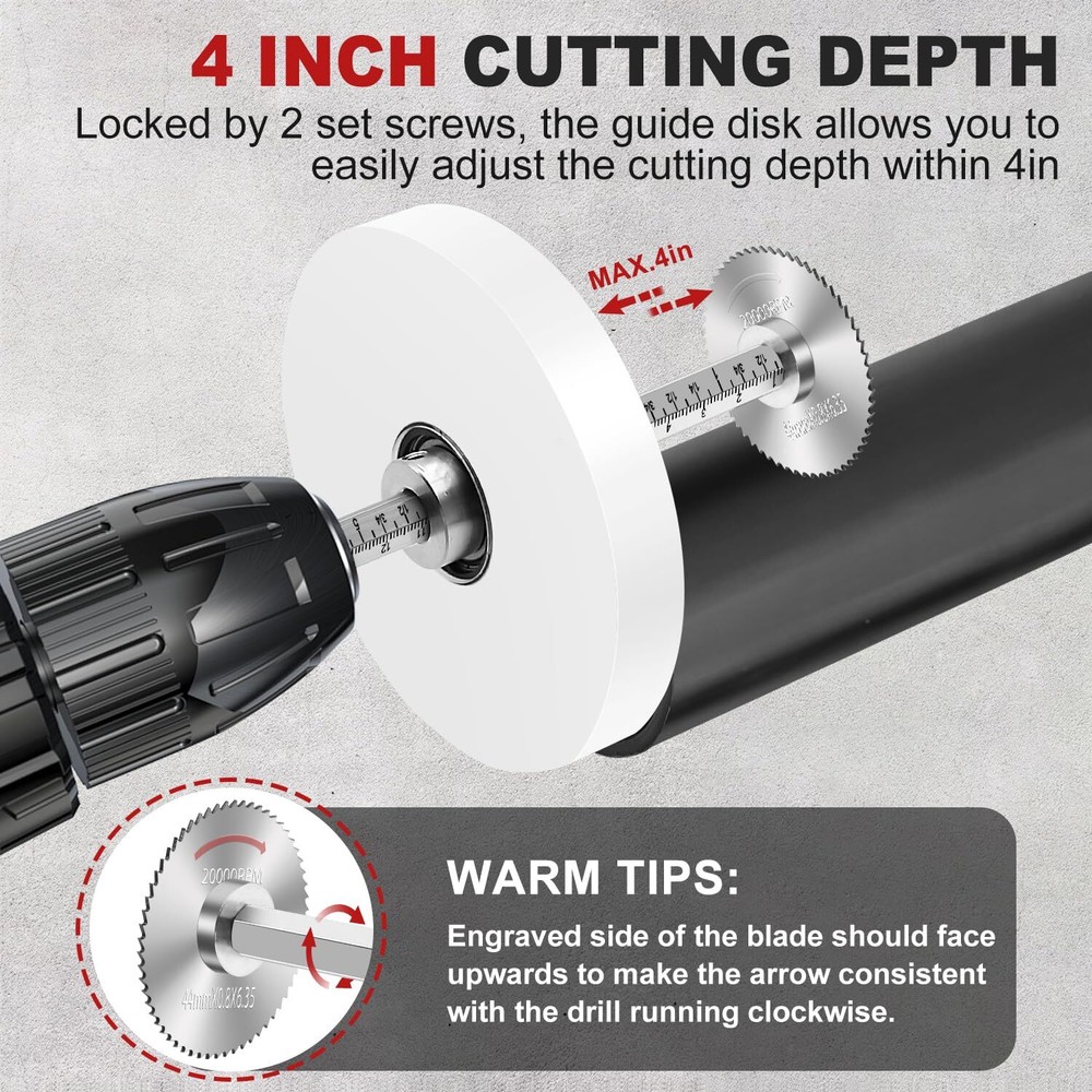 Inside Pipe Cutter for PVC Pipe Cutter Tool with 4" Scale Adjustable Depth Gauge