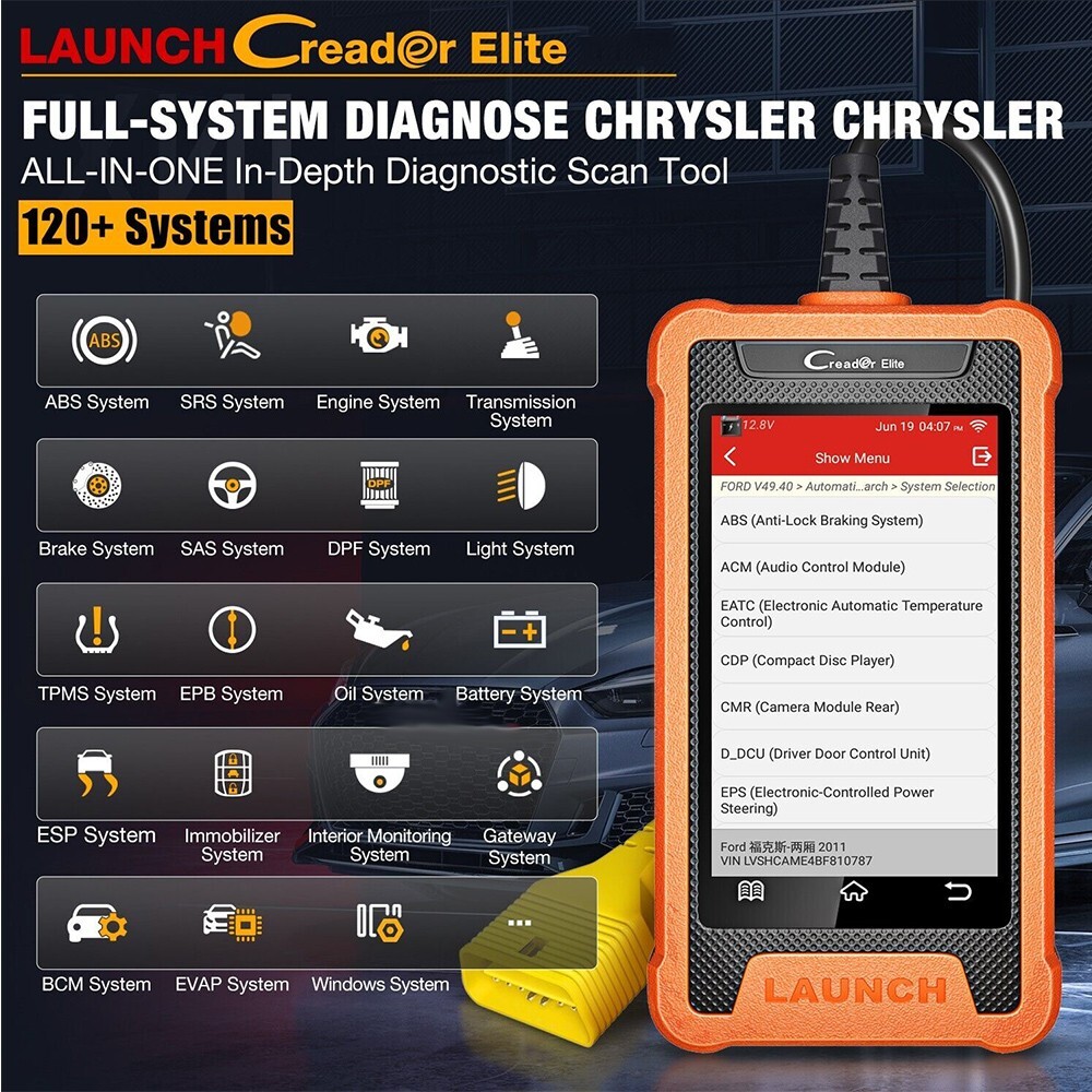 LAUNCH Creader Elite For Ford Car ALL System Diagnostic Scanner Tool ECU Coding
