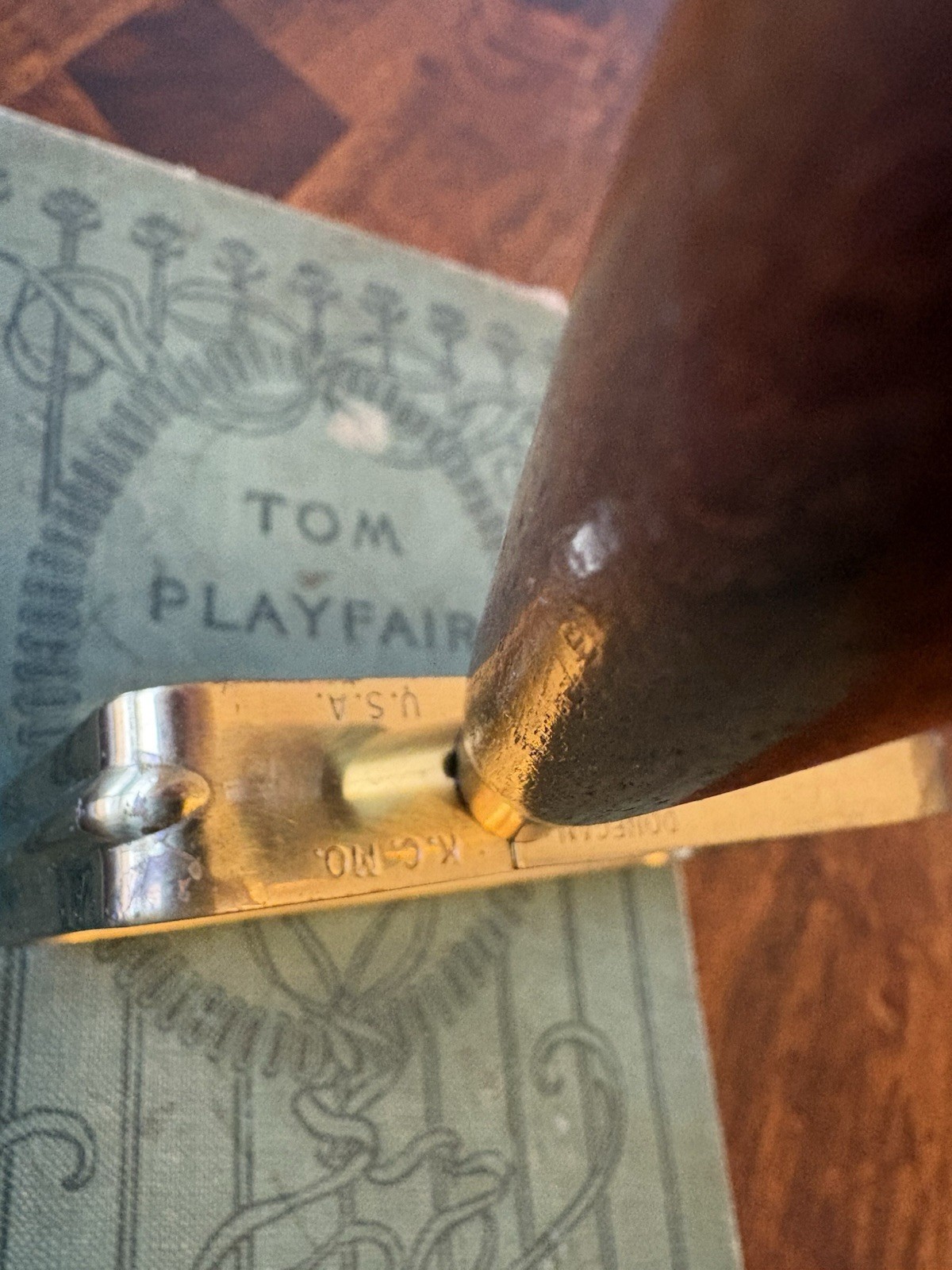 Vintage Magnifying Glass Donigan Optical K.C. MO USA Brass Wood Rectangular