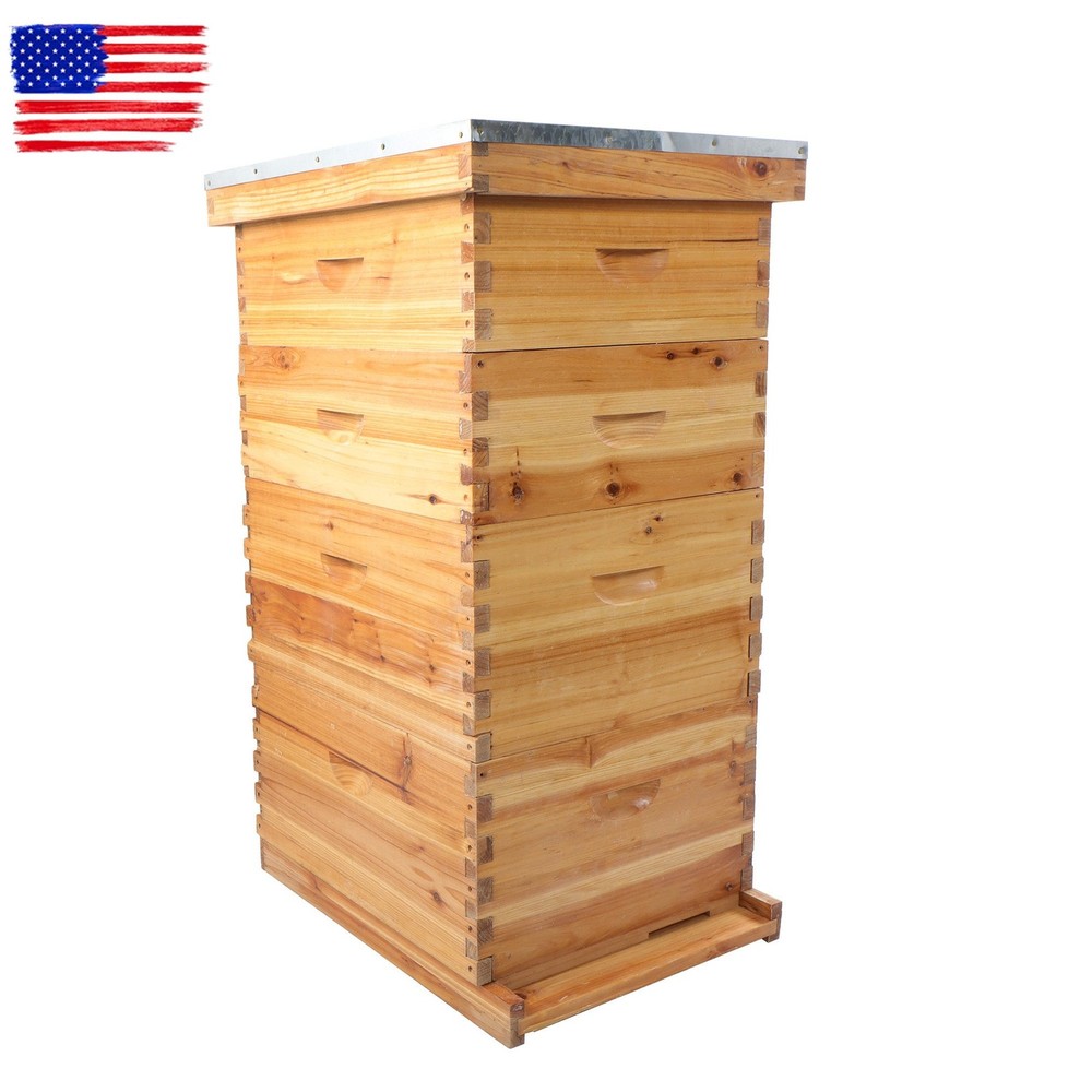 Bee Hive Beeswax Coated Includes Beehive Frames and Foundations 4 Layer 10-Frame