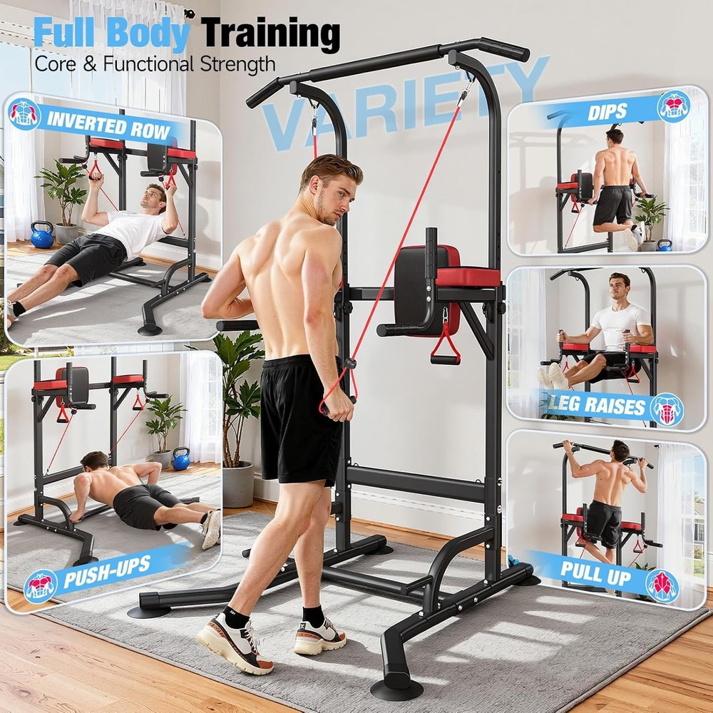 Power Tower Pull Up Bar Station, 450LBS Stable Power Tower Training