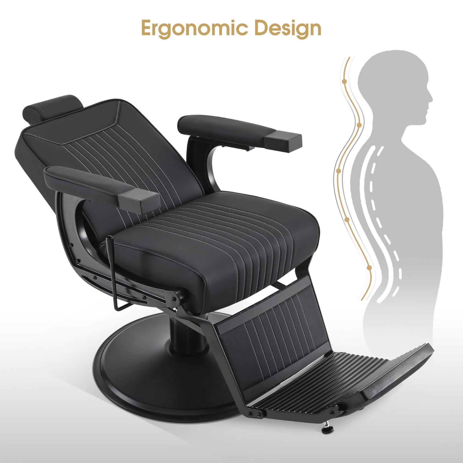 BarberPub Reclining Barber Chair, Hydraulic Styling Chair for Hair Stylist 8334