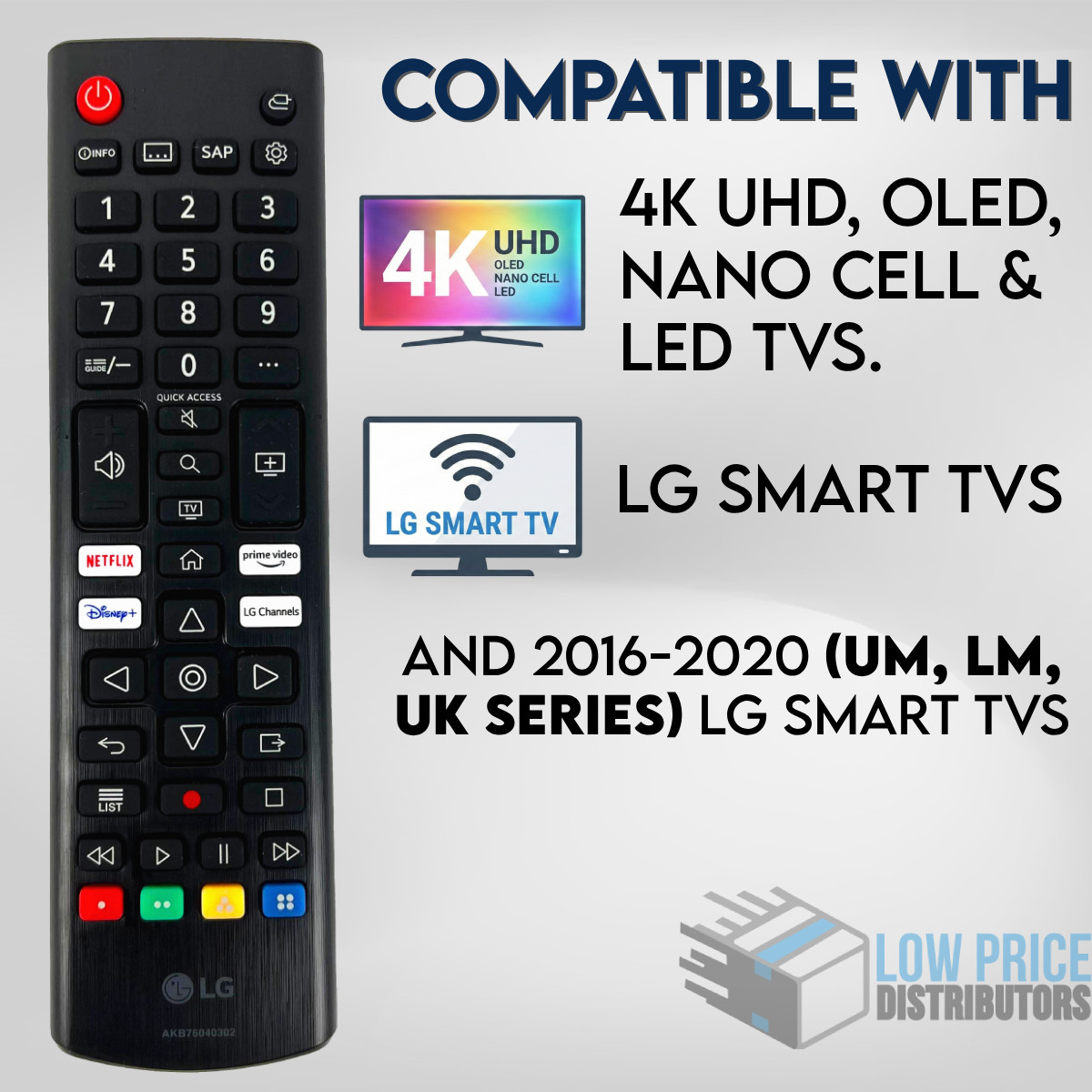 New Original LG AKB76040302 TV Remote Control w/Netflix Disney+ Prime Video