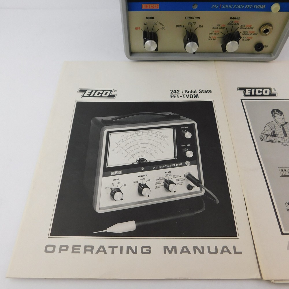 VTG EICO 242 SOLID STATE FET TVOM Analog Shop Meter & Operating/Assembly Manuals