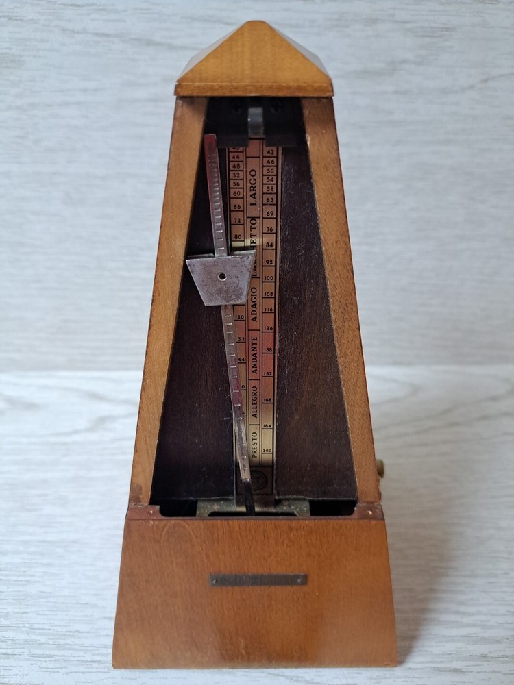 Vintage Seth Thomas Metronome De Maelzel Maple Case Wind-up