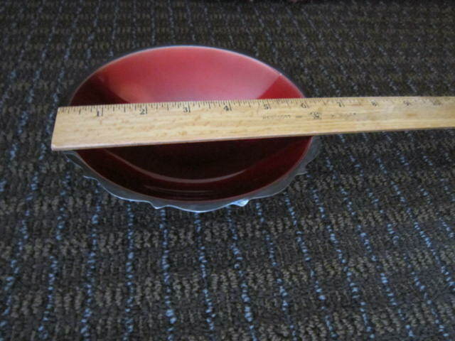 Red Silver Plate Pedestal Bowl Dish Wm. Rogers Oneida Decorative Retro Pretty