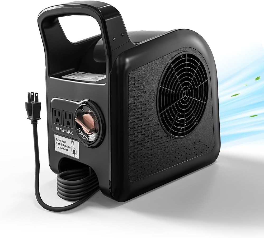 Durable Adjustable Floor Fan with AC Outlets - 355 CFM Power for Quick Drying