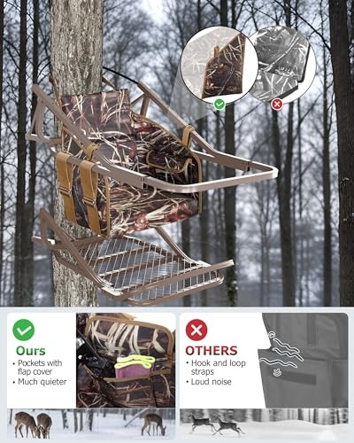 Tree Stand Seat Replacement with Side Pockets, Detachable Tree Stand Surround