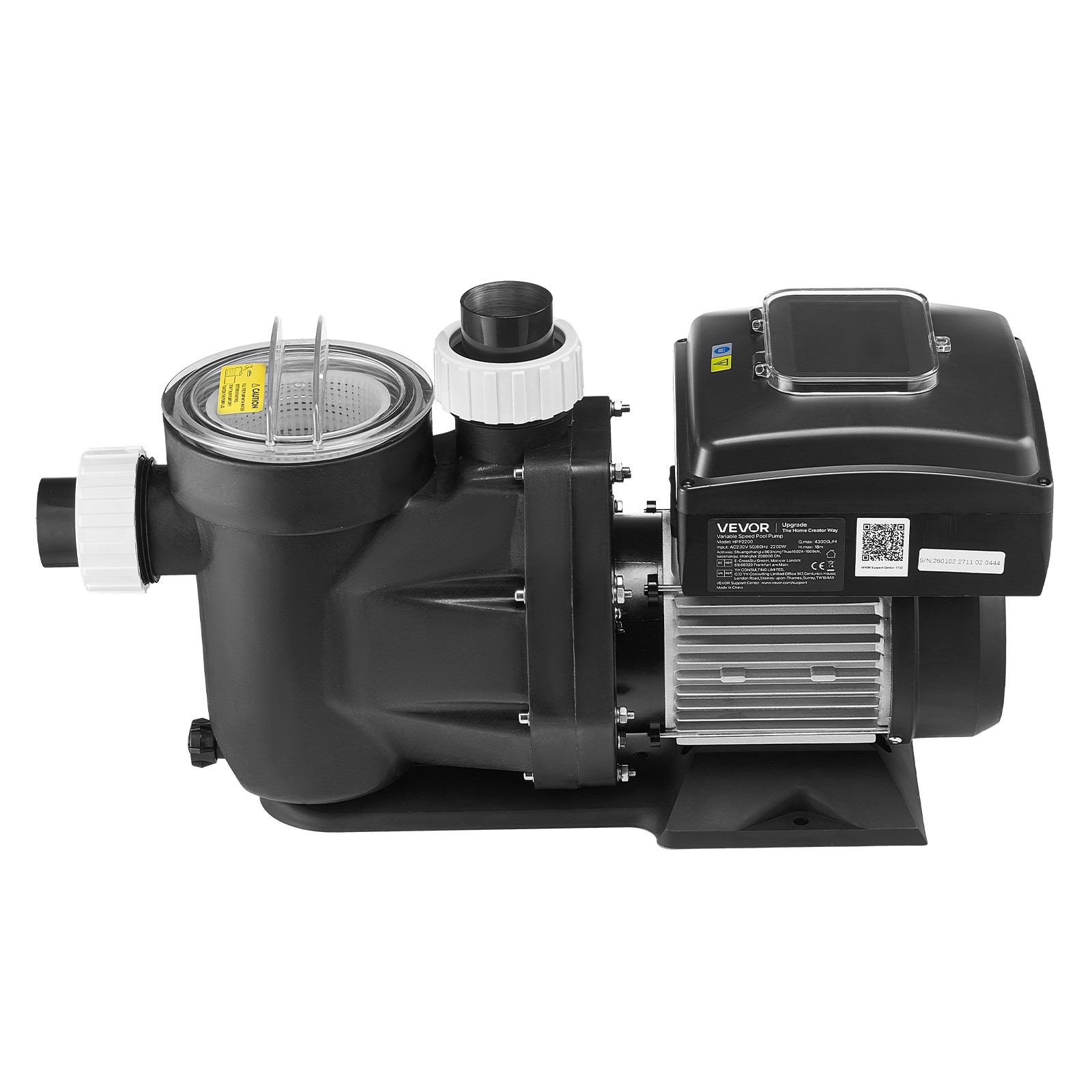 VEVOR Variable Speed Pool Pump 1.5 HP 220V 115 GPM In/Above Swimming Pool Pump