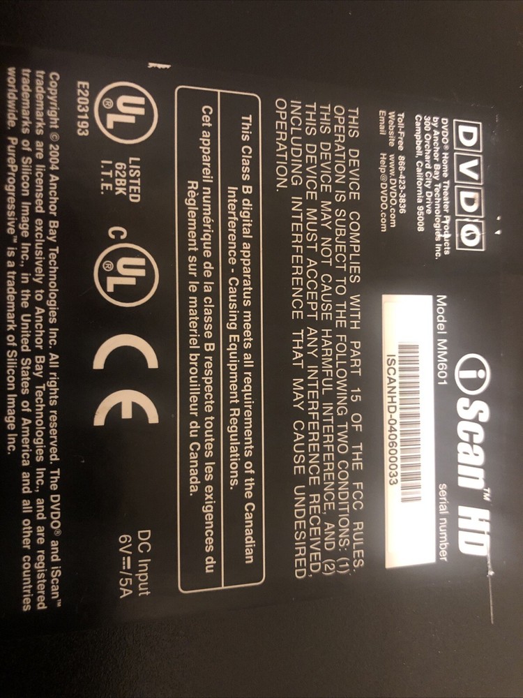 Anchor Bay Tech DVDO Scan HD Video Processor Model MM601 Upscaler