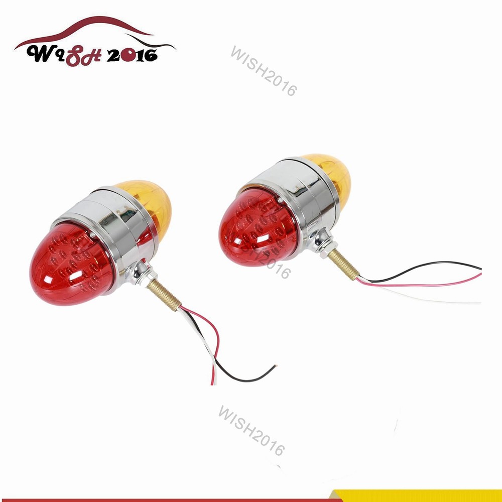2PCS 17 LED Dual Function Watermelon Double Face Light Amber Red Chrome Lights