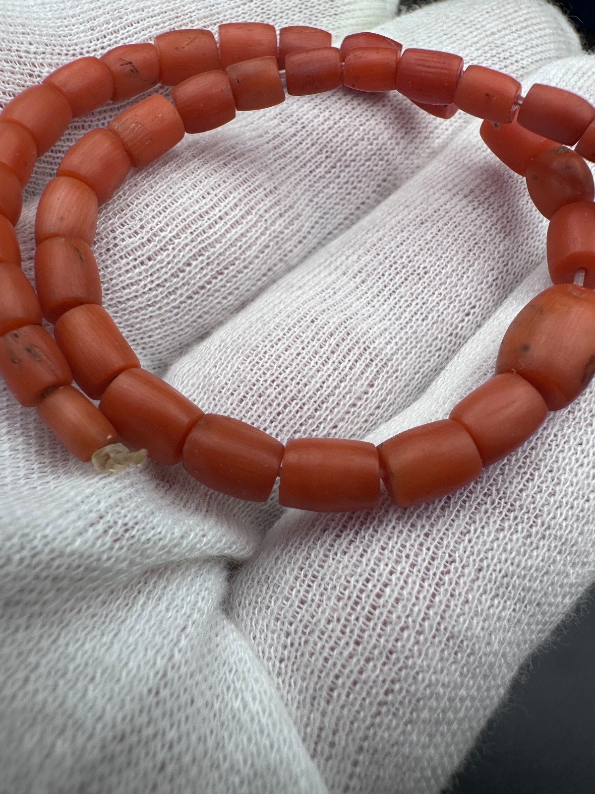 UNDYED Antique BEAD CORAL salmon VTG Mediterranean TIBETAN Japan Mala dZi Chung