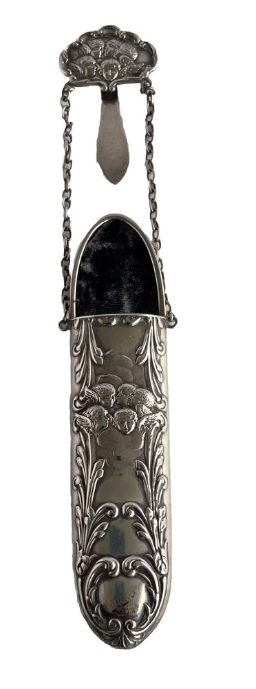 Sterling Silver Victorian Chatelaine Ornamental Case Sewing Tools Scissors 1898