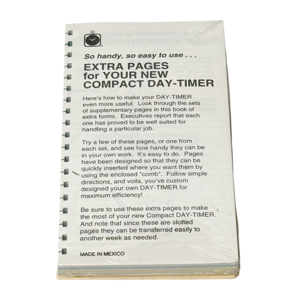 Day-Timer Organizer-Assortment Extra Pages COMPACT SIZE Planner Refill 3 Avail.