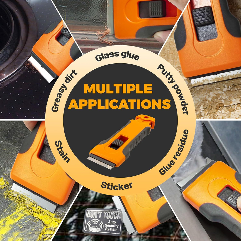 Razor Blade Scraper Tool with 15Pcs Extra Blades, Cleaning Razor Scraper for Gla