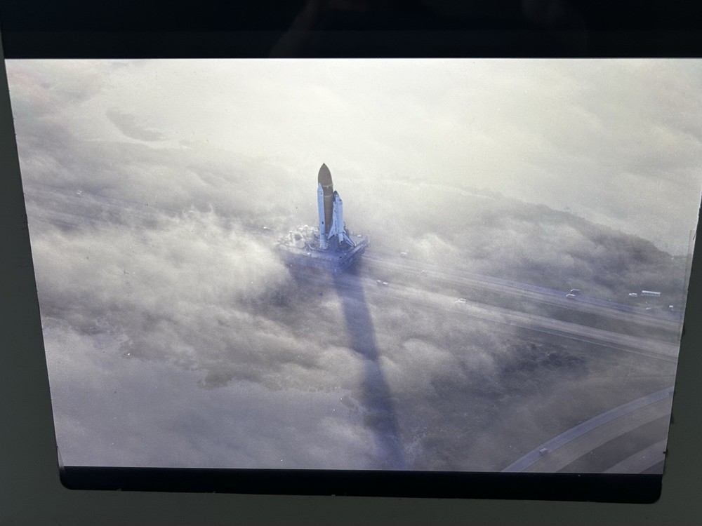 1982 NASA KSC Space Shuttle Orbiter Clouds Fog Crawler Presentation Transparency