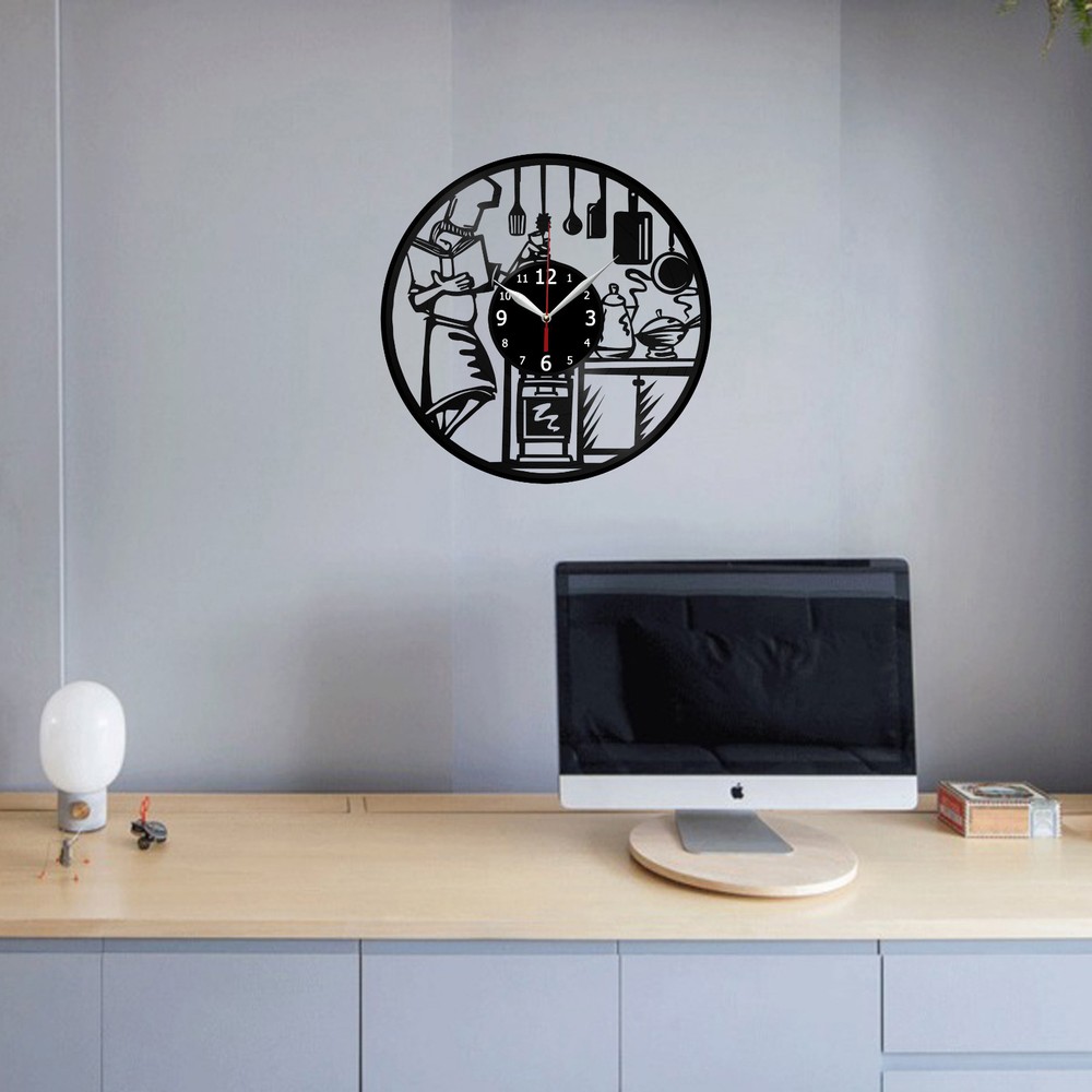 Cooking Kitchen Vinyl Record Wall Clock Decor Handmade 1613