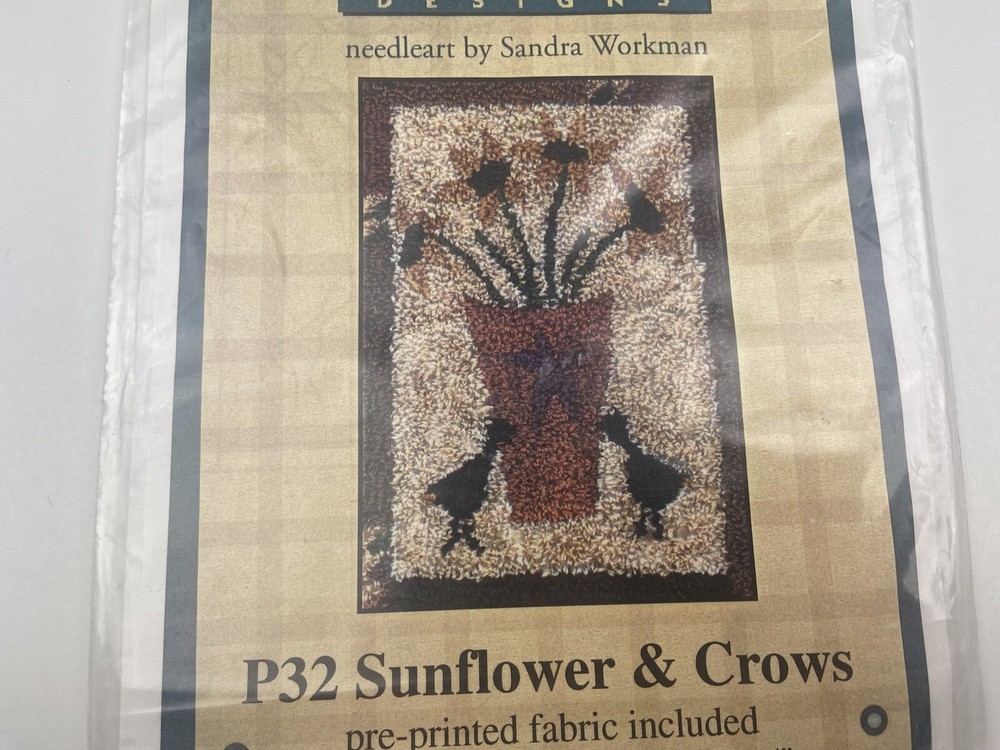 Pine Mountain Designs Sunflowers And Crows Punch Needle Pattern With Fabric