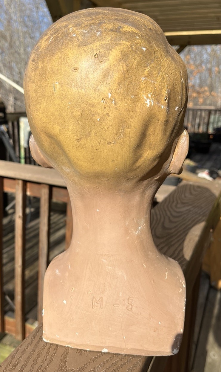 Antique, 1900’s Plaster Child Mannequin Bust, German, Brown Eyes, Blond Hair