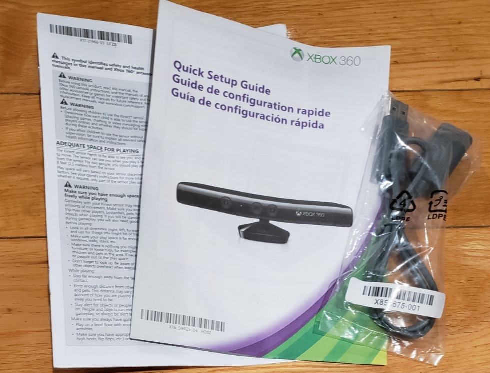 Genuine Microsoft Xbox 360 Kinect Bundle, USB Adapter, SEALED Game, Complete IOB