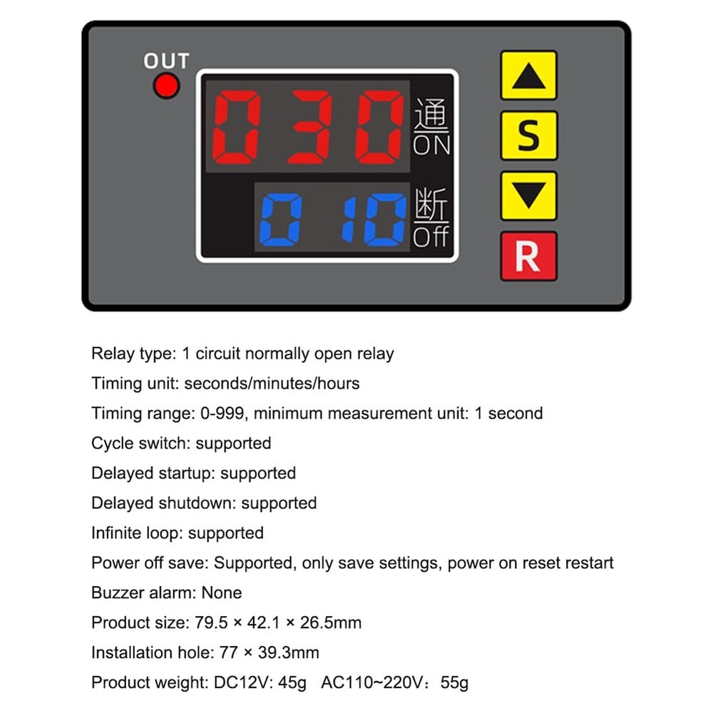 Timer Delay Relay 20A 1500W Programmable Time Controller Switch Type Timer Pa...