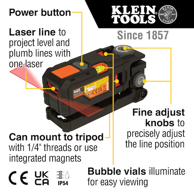 [New] Klein Tools Pocket Laser Level - Mountable, Compact W/ Bubble Vials 93PTL