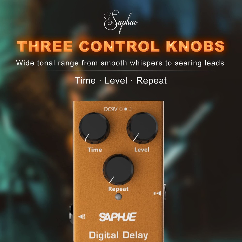 SAPHUE Digital Delay Guitar Effects Pedal Effect Pedals Time/Level/Repeat Kno...