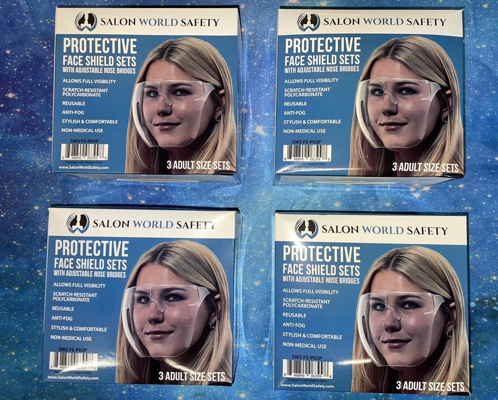 PROTECTIVE FACE SHIELD SETS Lot Of (4) Boxes