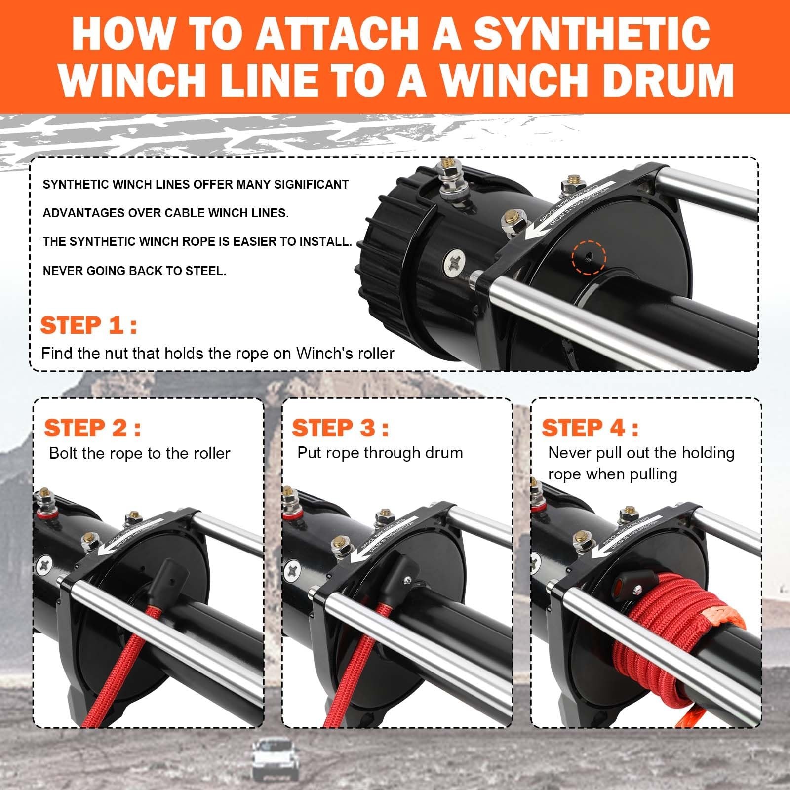 3/8" x 60ft Synthetic Winch Rope 19,854lbs Dyneema Winch Cable Line with Hook...