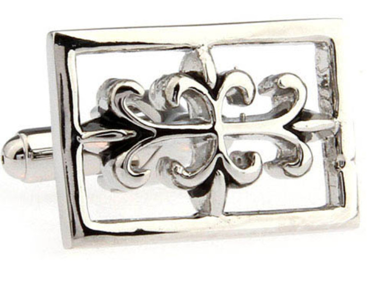 Unique Rectangle Gothic Inspired Silver Rhodium Cufflinks by CUFFLINKS DIRECT