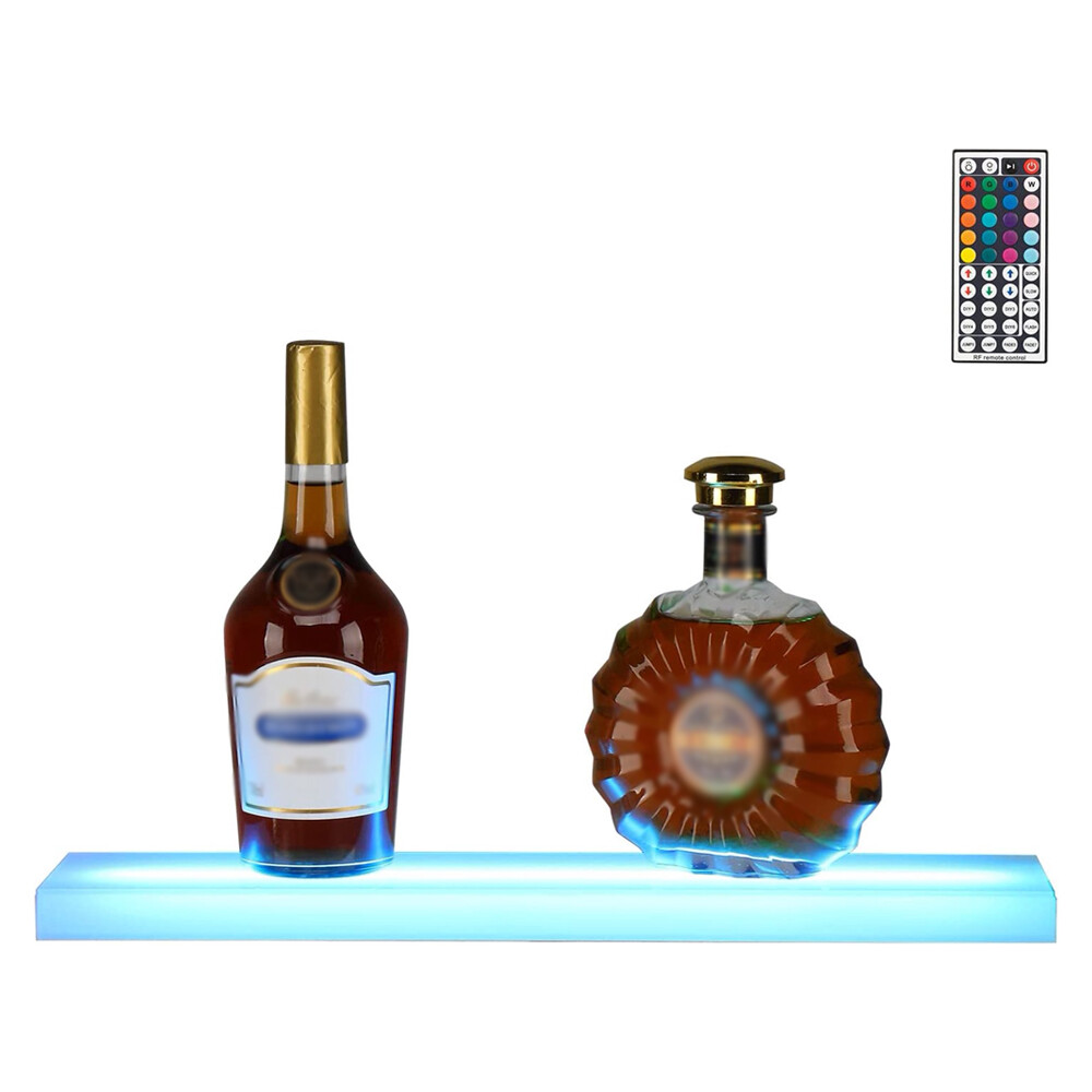 1 Step 24 Inch Wall Mounted LED Lighted Liquor Bottle Display Shelf for Home Bar
