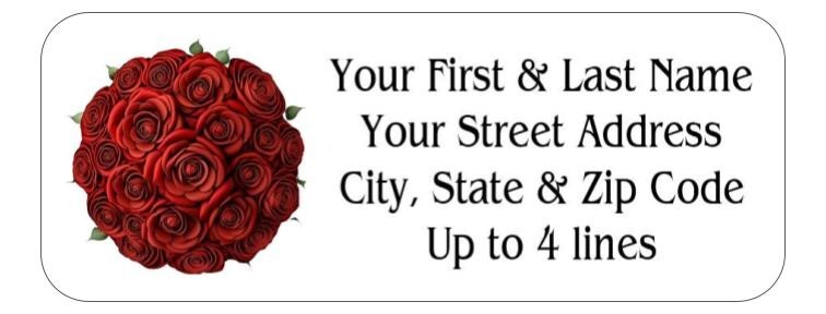 150 Gorgeous Rose Flower Bouquet Mailing Return Address Labels Personalized