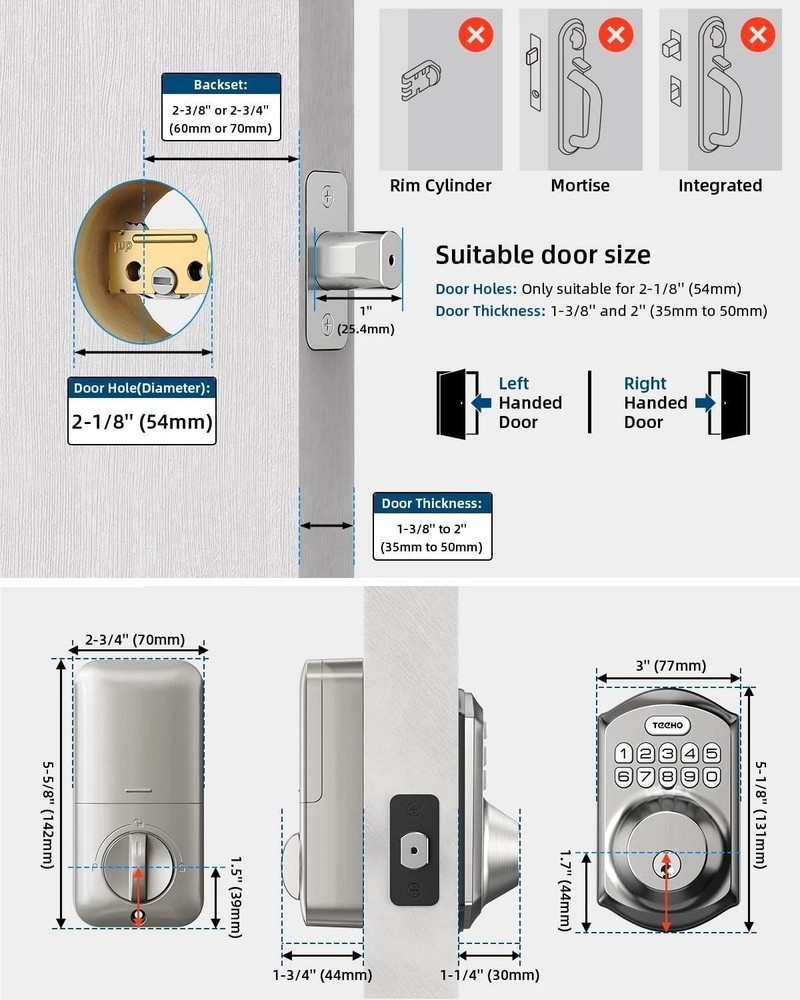 Reliable Keyless Deadbolt with 20 User Codes - Easy to Install, Modern Security