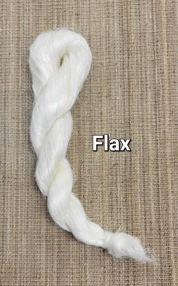 Flax Strick, Bleached Bast Fiber, Approx. 2.5 oz Medium Coarseness