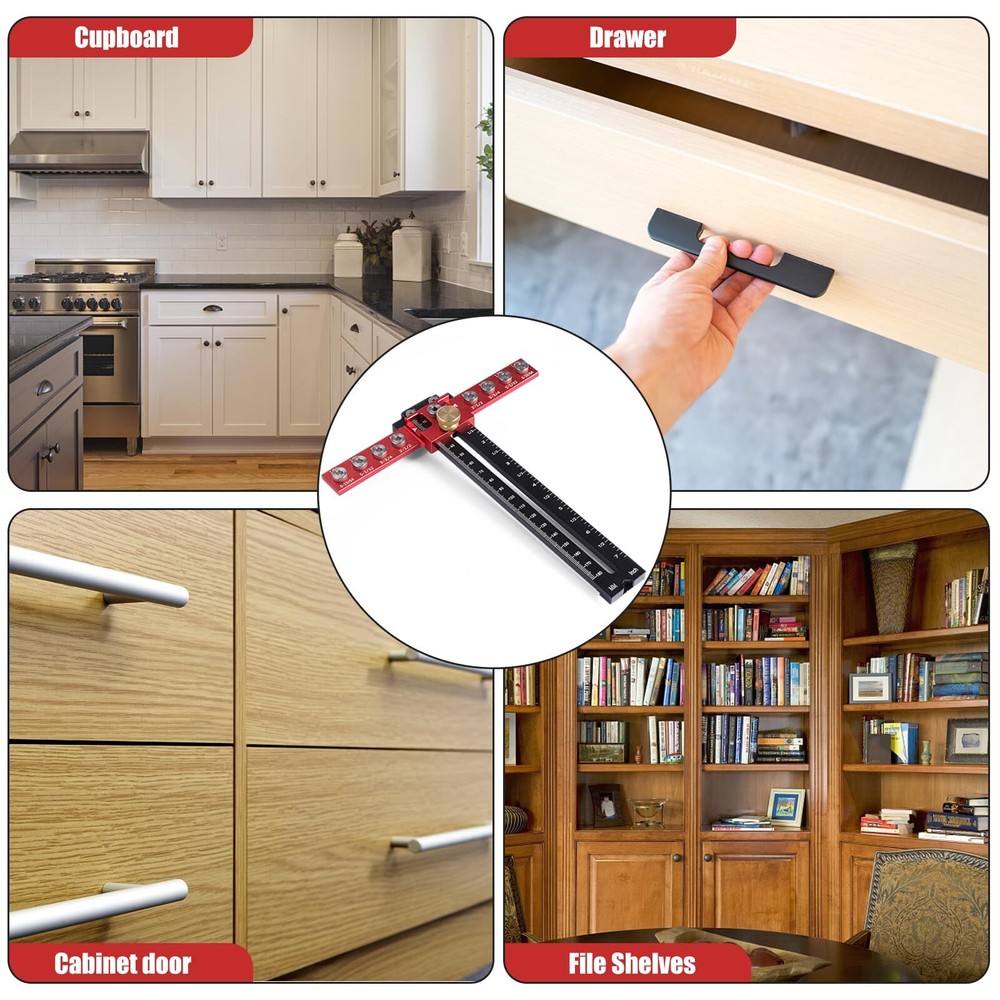 Cabinet Hardware Jig Template Tool Adjustable Drill Guide for Pulls and Handles