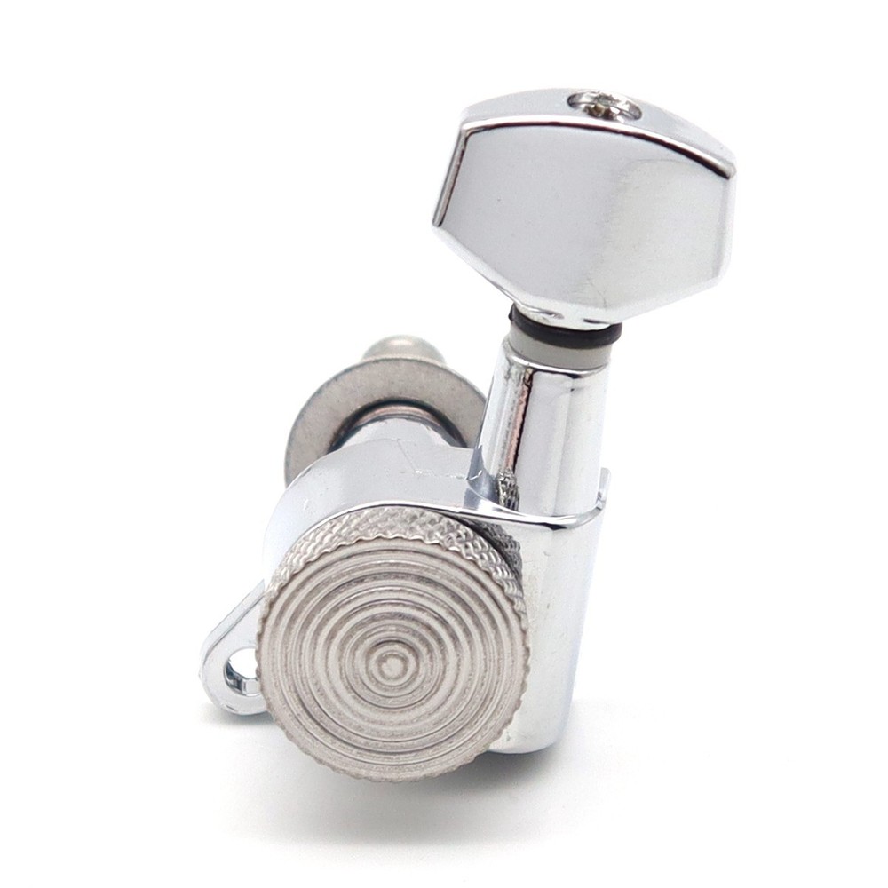 6L inline Guitar Threaded Locking Tuners String Tuning Pegs Machines Head,Silver