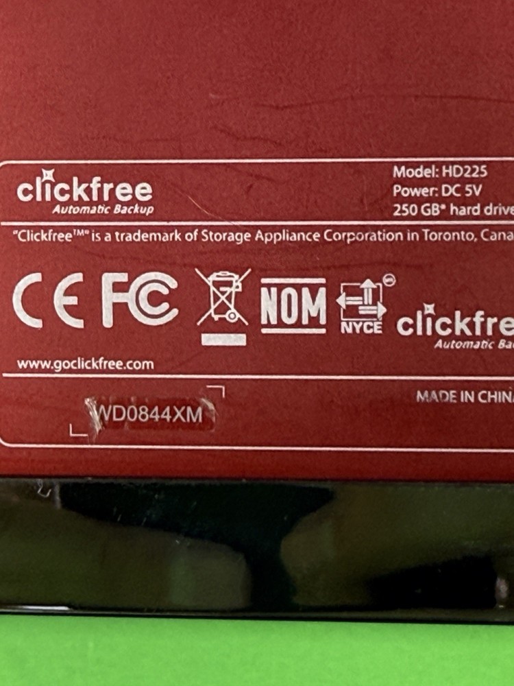 Clickfree Automatic Backup Multi-Pc 250 GB Hard Drive with Cable Tested