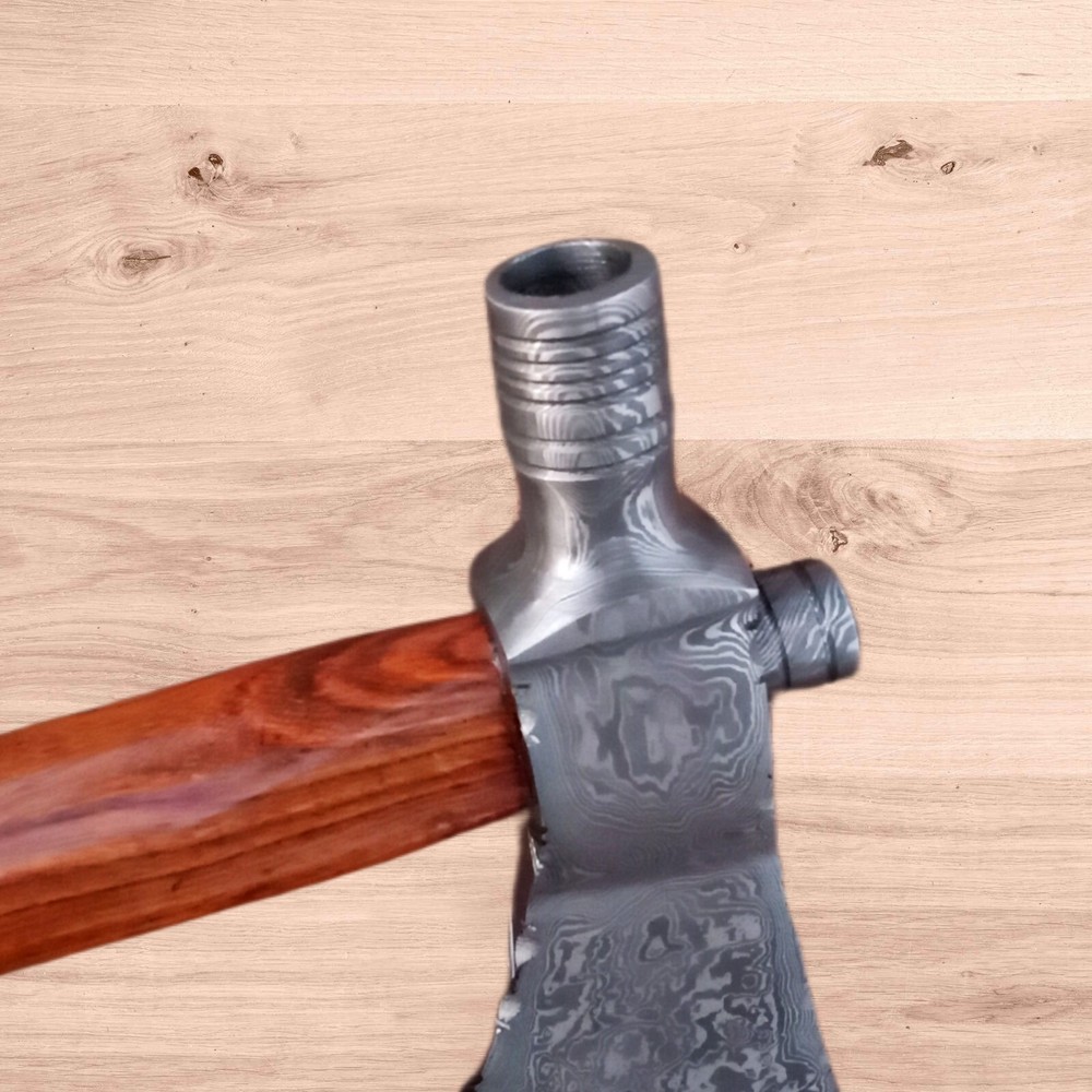 Damascus Smoking Axe 18" Custom Hand Forged Tactical Axe Functional Camping Axe