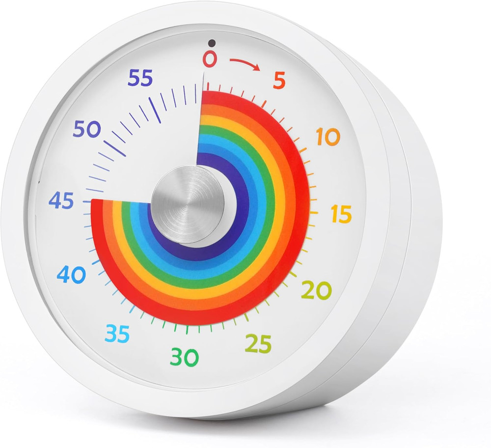 Visual Timer, Kitchen Timer Rainbow Disk 60 Minute Countdown Timer for Kids and