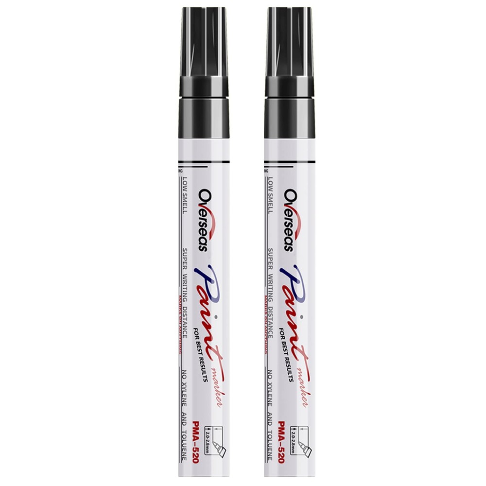 Permanent Paint Pens Black Markers - 2 Pack Single color Oil Based Paint Mark...