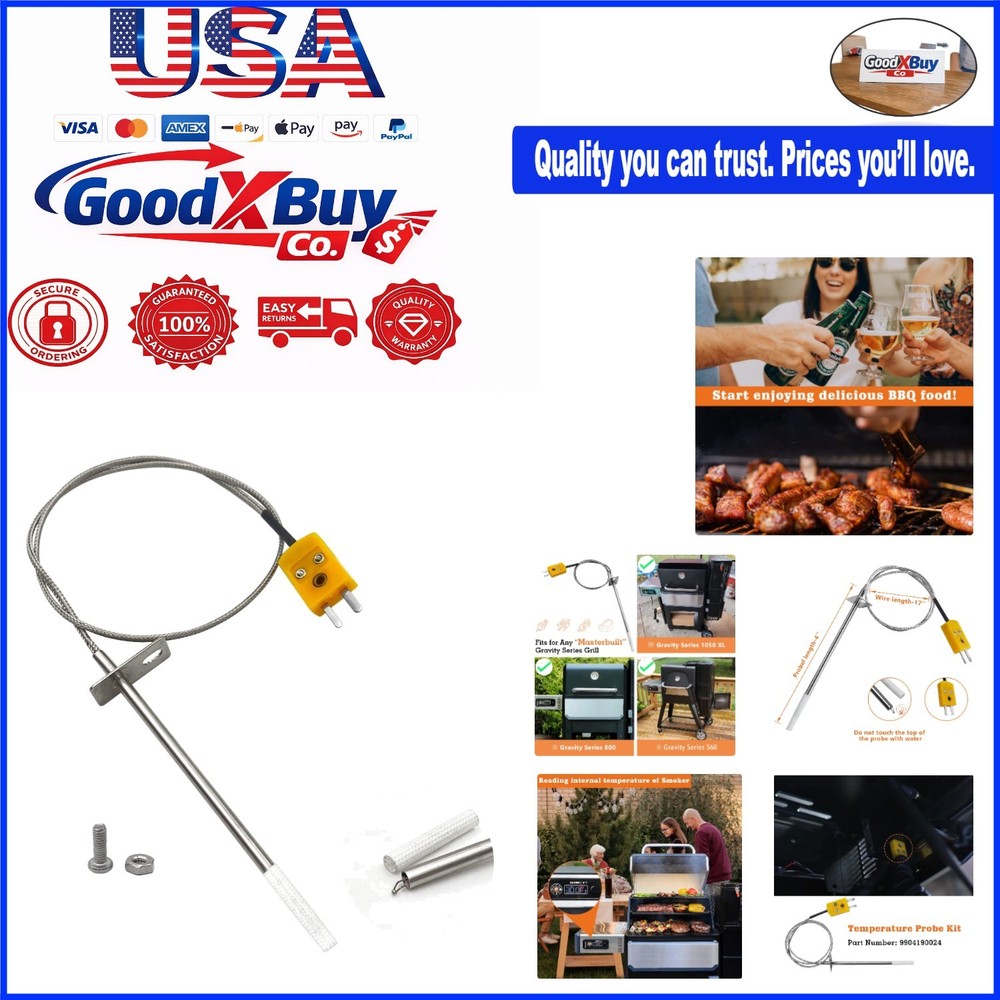 Replacement Temperature Probe Kit for Masterbuilt Gravity Series Grills 4" St...