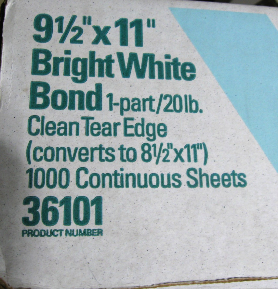 1000 Sheet 4 Part Dot Matrix Printer Paper Perforated Edge Unlined Fanfold
