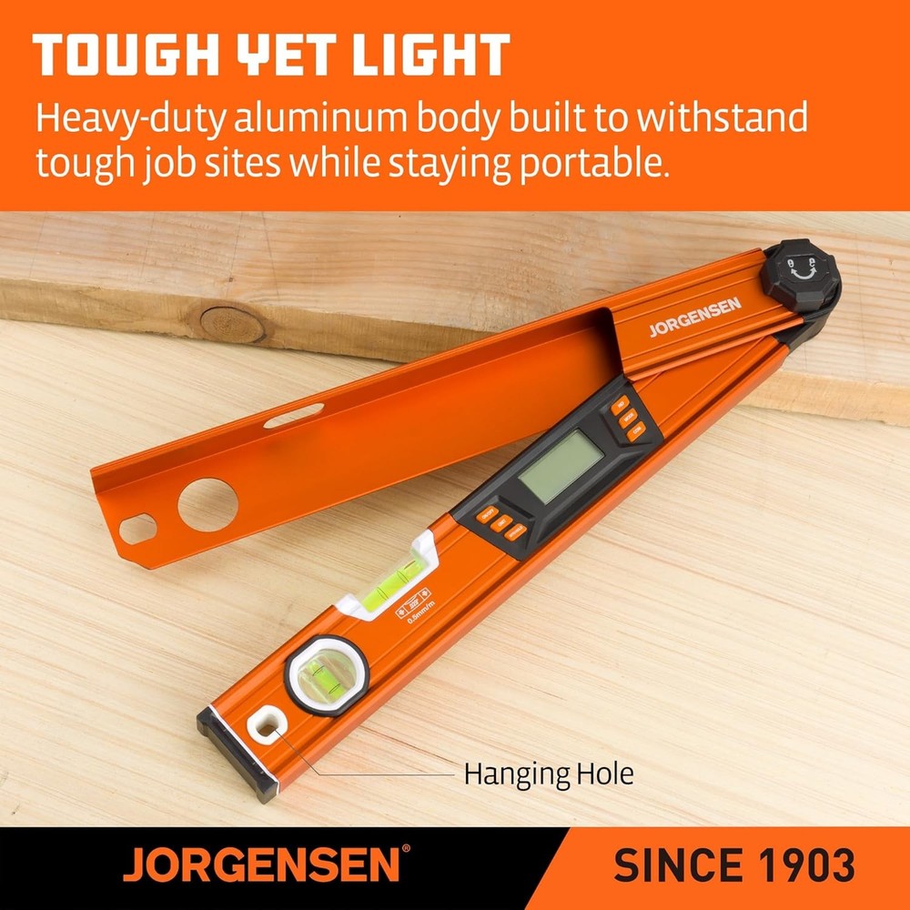 JORGENSEN Digital Multi Angle Finder Digital Level w/Backlit LCD Protractor Tool
